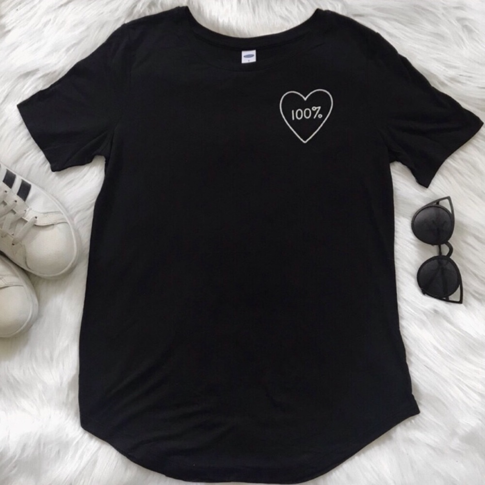 5x$25 Old Navy Womens Size Small Black Embroidered Heart Short Sleeve Shirt NWOT